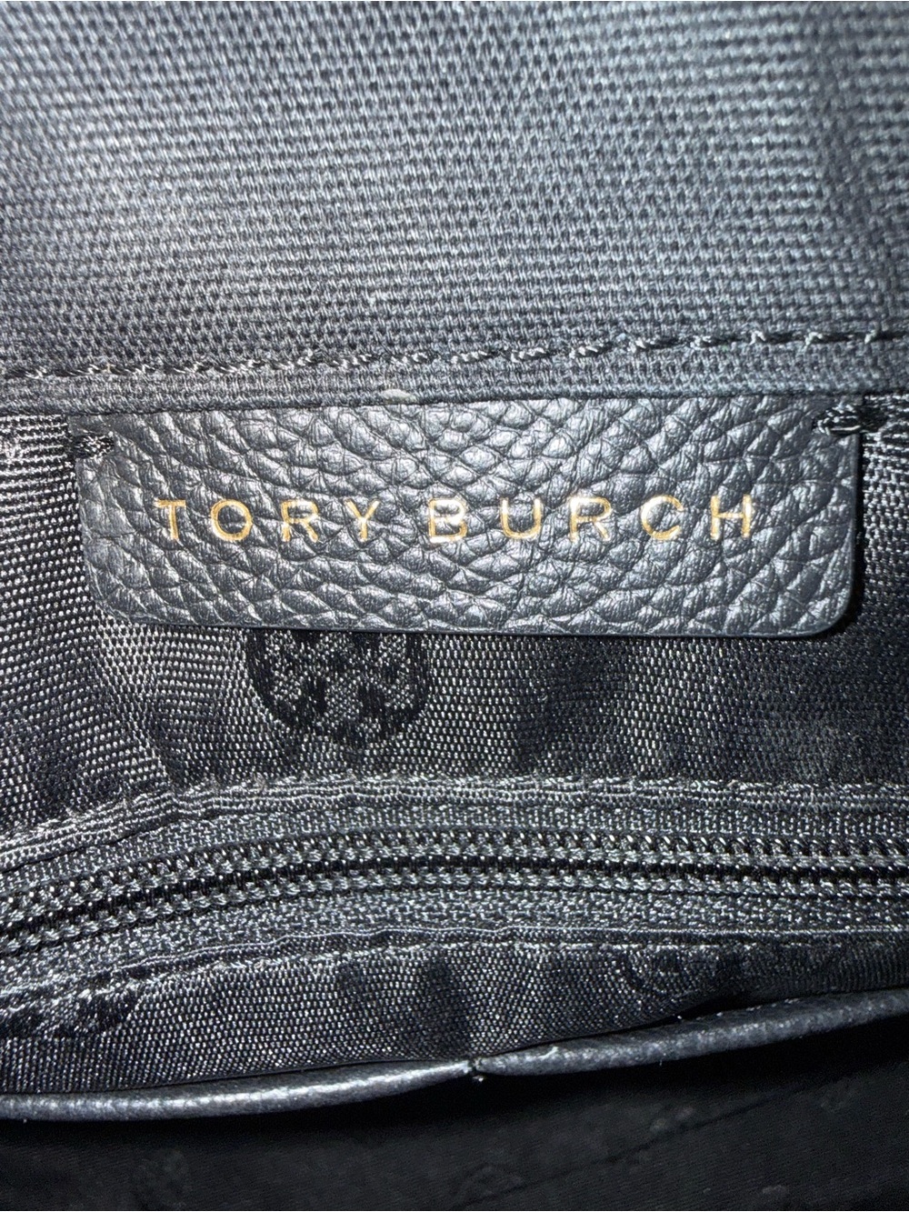 Tory Burch Black Pebbled Leather Tote with Top Handles - Picture 8 of 12